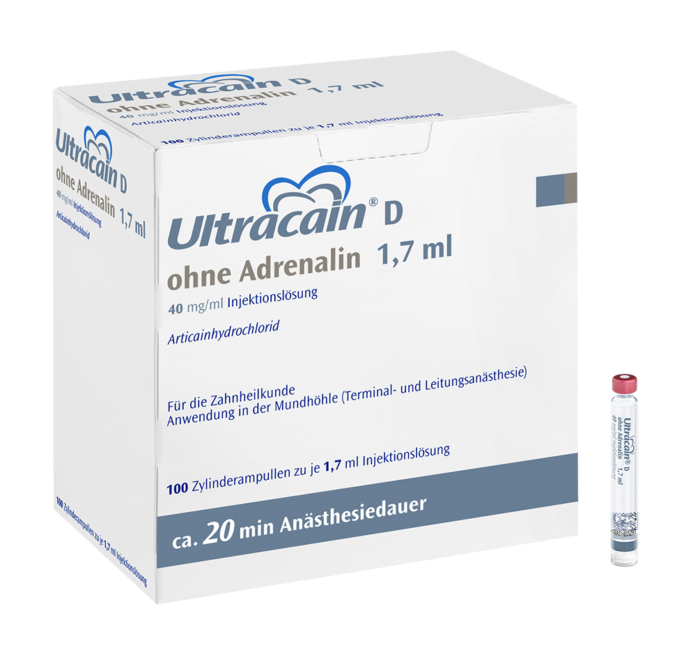 Ultracain D ohne Adrenalin 1,7 ml Box 100 + ZA